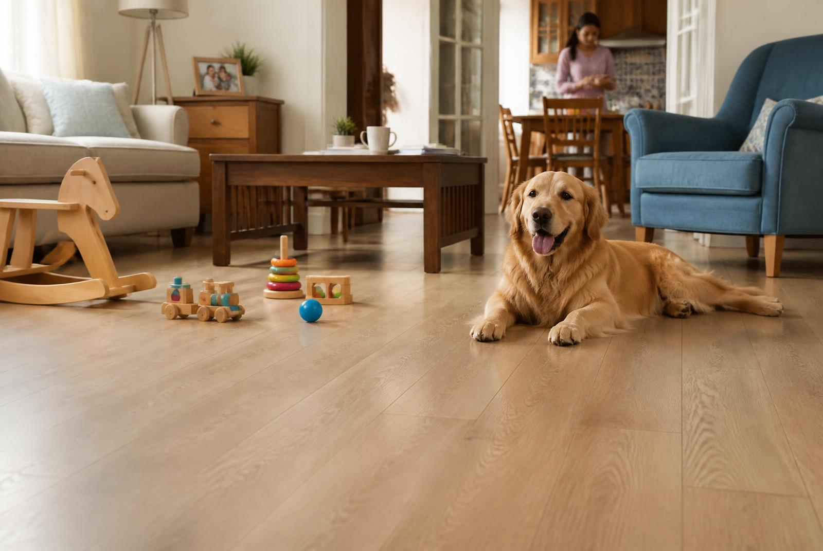 Solid wood flooring in living room